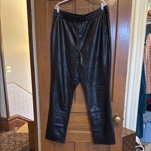 Plus Black Leather Pants
